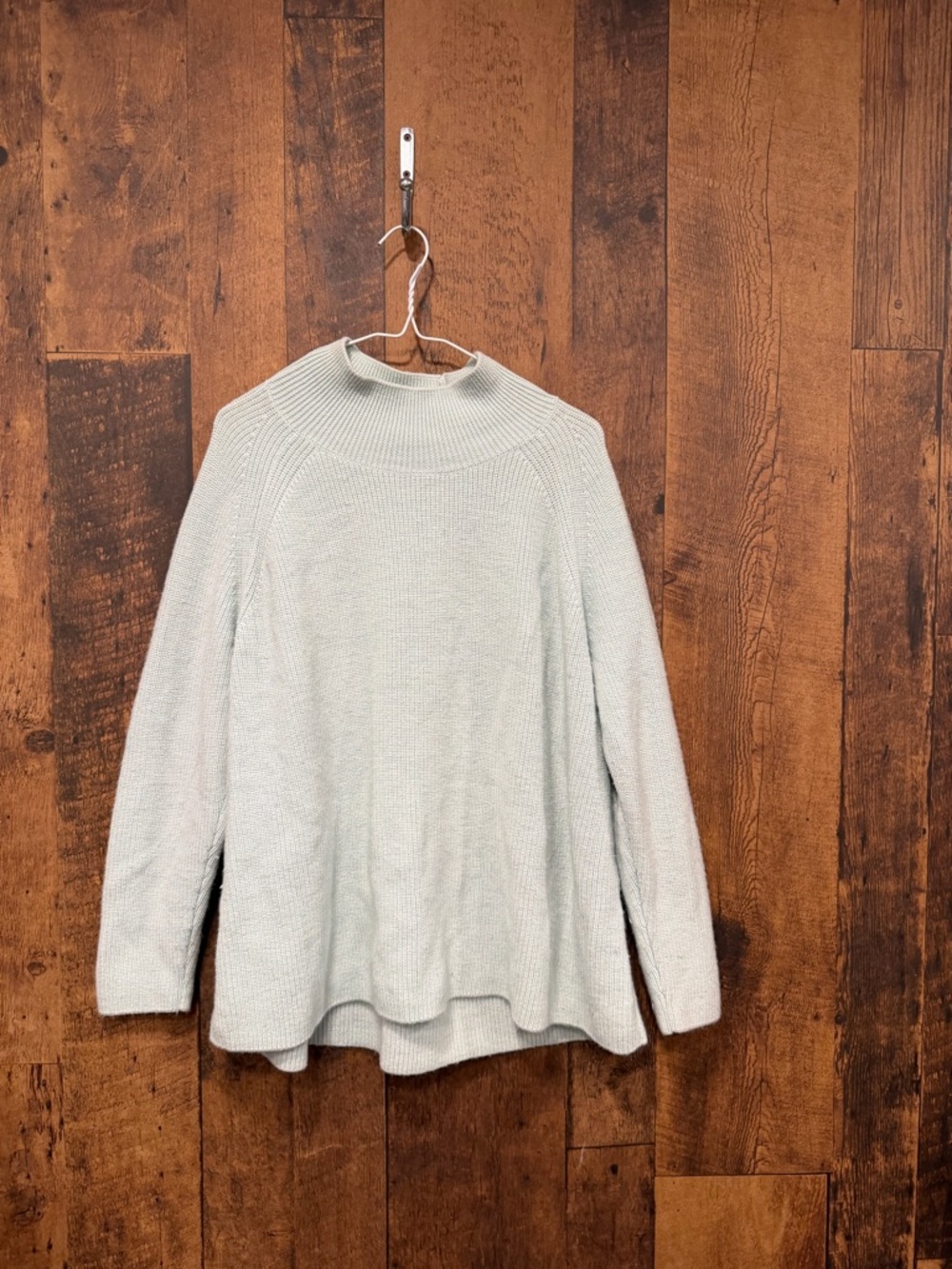 Eileen fisher Light Blue Mock Neck Women's Sweater merino wool 2X